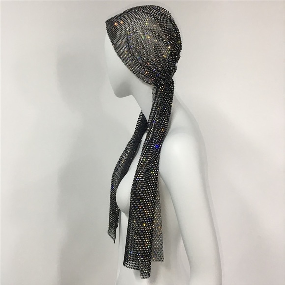 Rhinestone chain metal head scraf - Picture 2 of 5